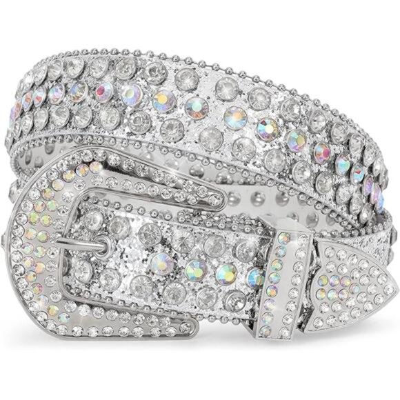 XZQTIVE Cowgirl Bling Studded Leather Belts for Jeans Pants with Rhinestone - Picture 6 of 6